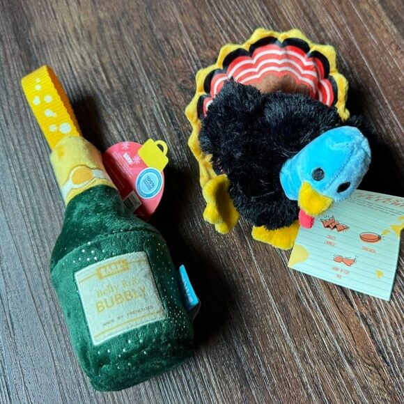 Bark Box Dog Toys: Turkey Tim & Belly Rubbly Bubbly M Squeak Crinkle Holiday NWT - Picture 4 of 10
